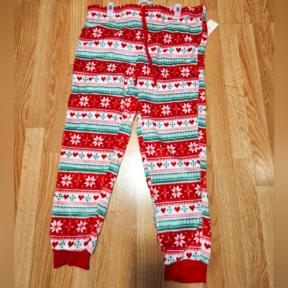 Womens Fleece Pajama Pants Extra Large XL Snowflake Ugly Sweater NWT